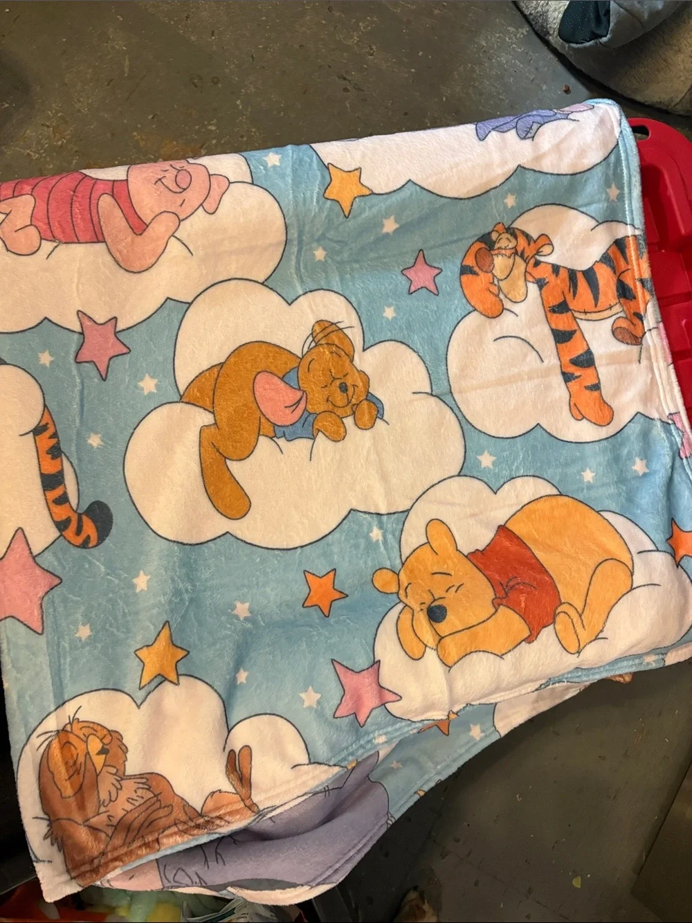 Disney Winnie the Pooh Blue and Yellow Plush Sleep Blanket
